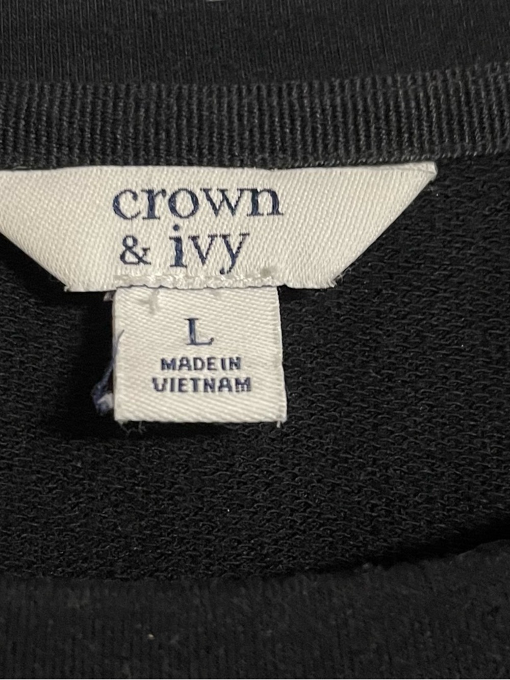 crown & ivy Black Crew Neck 3/4 Sleeve Shirt Large - Picture 2 of 4